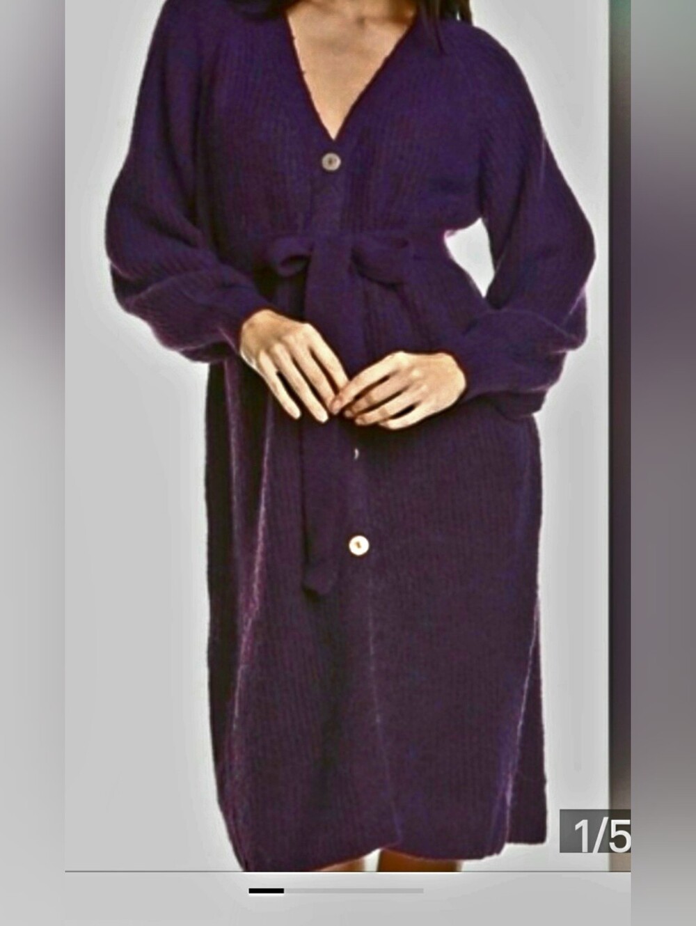 !Anna Kay,New!eggplant with blue threads,wool blend,long sweater.